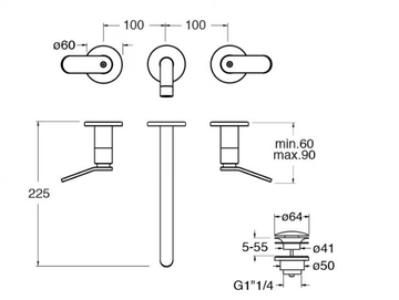 EAST SIDE CRIES243 - 3 hole wall-mounted washbasin mixer by CRISTINA Rubinetterie - view 3